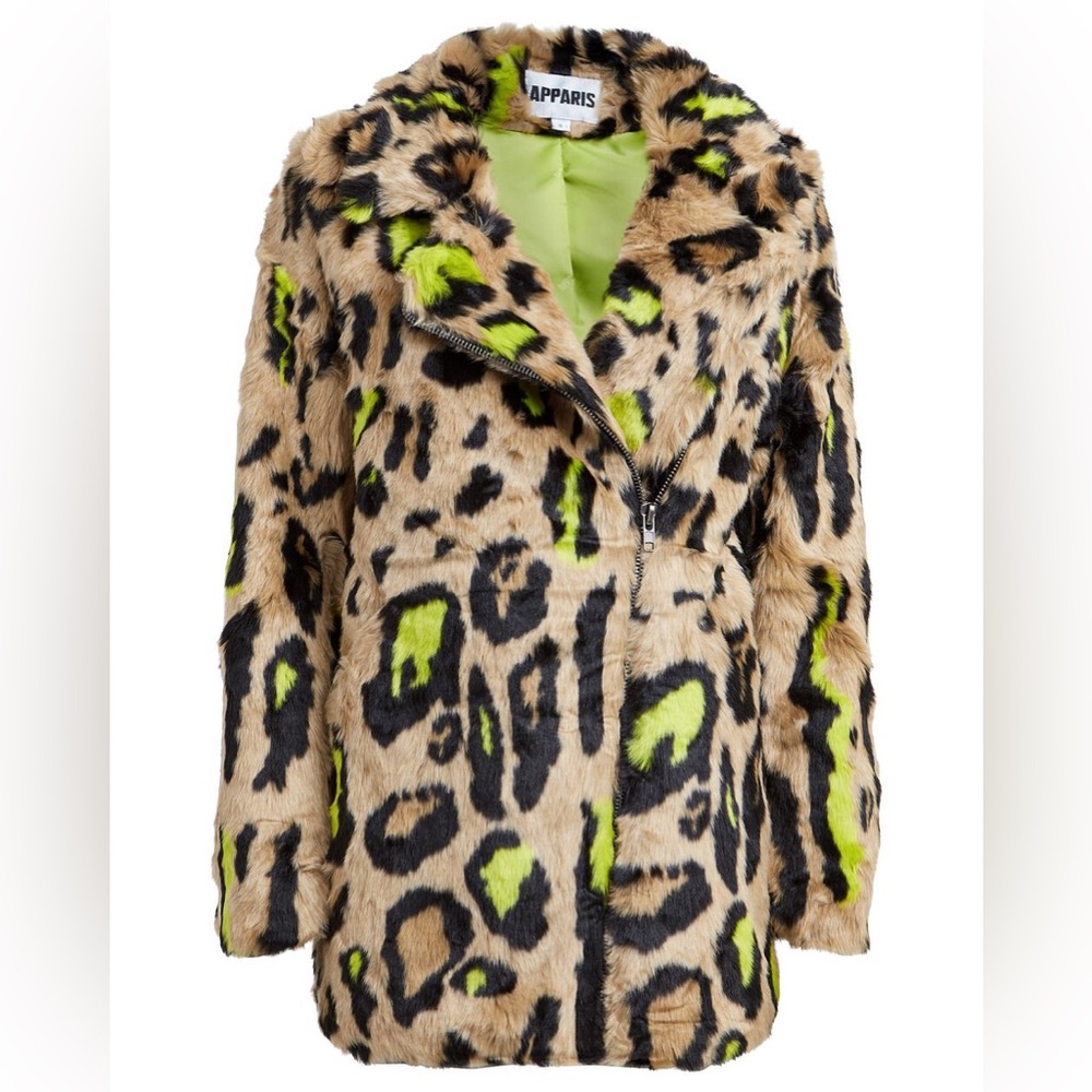Warm vegan faux fur Apparis coat in large